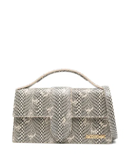 Jacquemus Le Grand Bambino In Cobra-embossed Leather In Nude