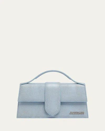 Jacquemus Le Grand Bambino Lizard-embossed Shoulder Bag In Blue