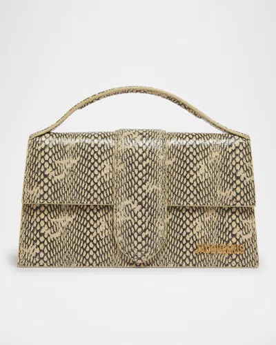Jacquemus Le Grand Bambino Snakeskin Leather Crossbody Bag In Sand