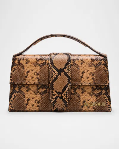 Jacquemus Le Grand Bambino Snakeskin-print Crossbody Bag In Dark Brown