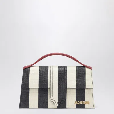 Jacquemus Le Grand Bambino Striped Black And Ivory Bag In White