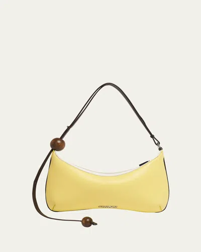 JACQUEMUS LE GRAND BISOU PERLE LEATHER SHOULDER BAG