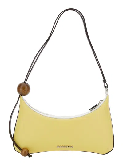 JACQUEMUS JACQUEMUS WOMEN 'LE GRAND BISOU PERLE' YELLOW SHOULDER BAG WITH ADJUSTABLE SHOULDER STRAP AND FRONT 