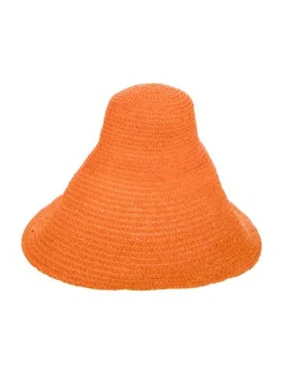 Pre-owned Jacquemus Le Grand Chapeau Valensole Raffia Sun Hat In Orange