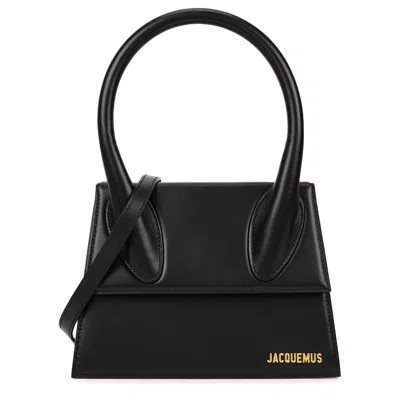 JACQUEMUS JACQUEMUS LE GRAND CHIQUITO BLACK LEATHER TOP HANDLE BAG, BAG, BLACK