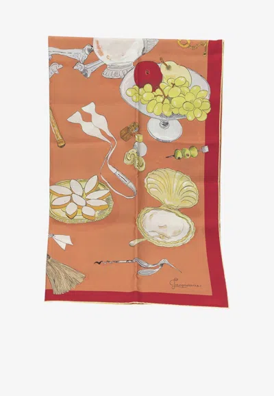 Jacquemus Le Grand Cocktail Silk Scarf In Orange