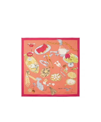 Jacquemus Le Grand Foulard Cocktail-print Silk Scarf In Pink