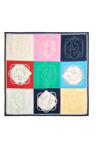 Jacquemus Le Grand Foulard Hippocampe Square Silk Scarf In Orange