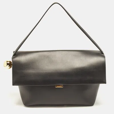 Pre-owned Jacquemus Le Grand Rond Carre Black Leather Shoulder Bag