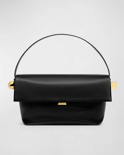 Jacquemus Le Grand Rond Leather Shoulder Bag In Black