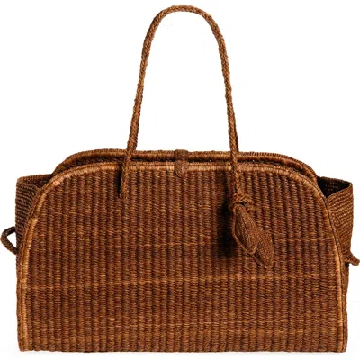 Jacquemus Le Grand Turismo Raffia Bowling Bag In Brown