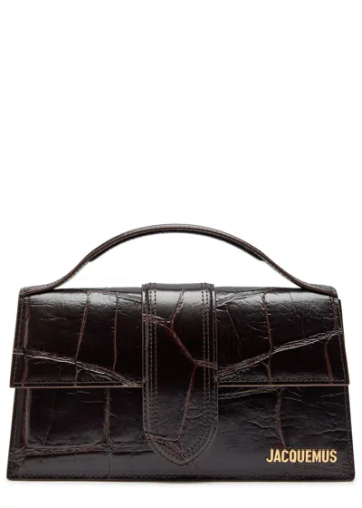 Jacquemus Le Grande Bambino Crocodile-effect Leather Top Handle Bag In White