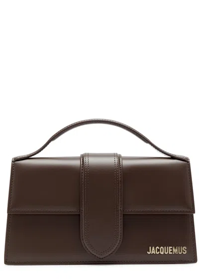 Jacquemus Le Grande Bambino Leather Top Handle Bag In Burgundy