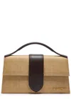 Jacquemus Le Grande Bambino Raffia And Leather Top Handle Bag In Brown