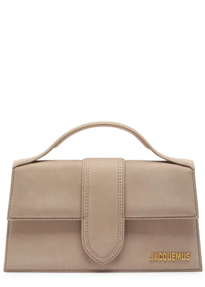 Jacquemus Le Grande Bambino Suede Top Handle Bag In Sand