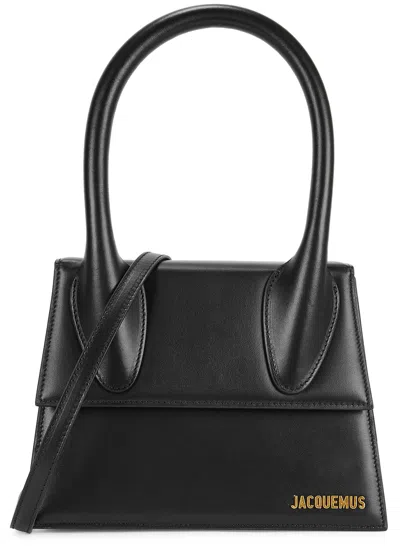 Jacquemus Le Grand Chiquito Leather Top Handle Crossbody Bag In Black