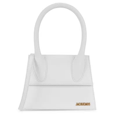 Jacquemus Le Grande Chiquito Leather Top Handle Bag In Gray