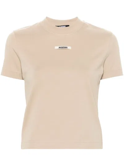 Jacquemus Le Gros Grain Cropped T-shirt In Neutral