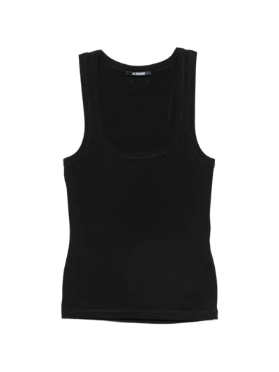 Jacquemus Le Gros Grain Scoop-neck Ribbed-knit Tank Top In Black