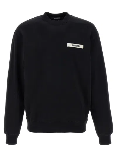 Jacquemus Relaxed Fit Long-sleeve Shirt With Minimalist Patch Detail In Black