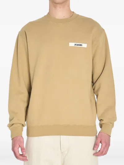Jacquemus Beige Crewneck Sweatshirt With Relaxed Fit And Subtle Patch In Neutral
