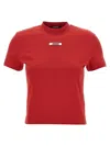 Jacquemus Crew Neck Short Sleeve Tops With Ribbed Detail In Red