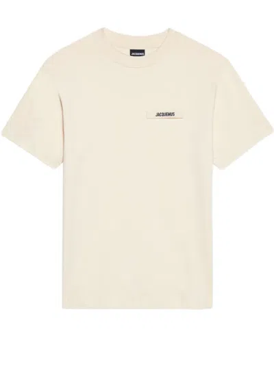 Jacquemus Womens Light Beige 2 Le T-shirt Grosgrain-logo Cotton-jersey T-shirt In Neutral
