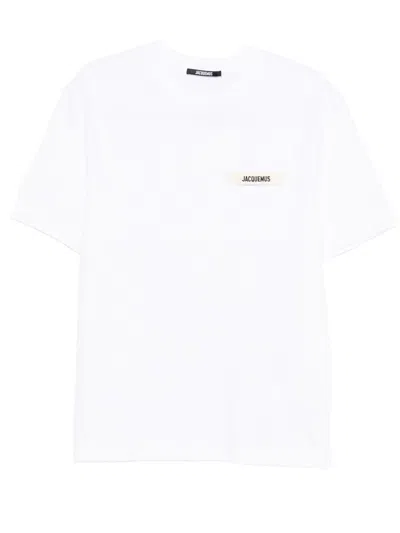Jacquemus Le T-shirt Gros Grain Logo Cotton T-shirt In White