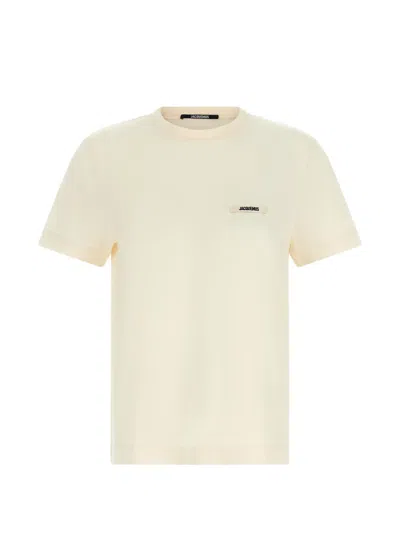 Jacquemus Short-sleeve Stretch-cotton Crewneck T-shirt With Straight Hem In Neutral