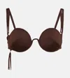 Jacquemus Brown Le Raphia 'le Haut De Maillot Aouro' Bikini Top In Dark Brown