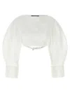 Jacquemus Le Haut Casaco Cutout Crop Cotton Poplin Shirt In White