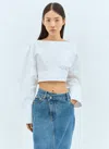 Jacquemus Le Haut Casaco Cutout Crop Cotton Poplin Shirt In White