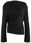 Jacquemus Le Haut Croisiere Draped L/s Top In 黑色