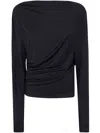 Jacquemus Le Haut Croisiere Draped L/s Top In Black