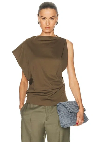Jacquemus Draped Top Asymmetric Shoulders Open Neckline In Green