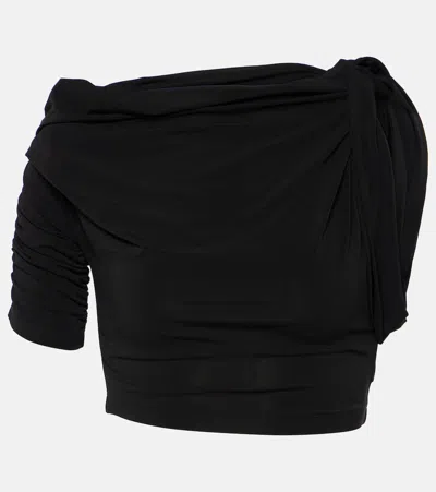 Jacquemus Cropped-top Le Haut Drapeado Aus Jersey In Schwarz