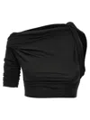 Jacquemus Le Haut Drapeado Jersey Crop Top In Black