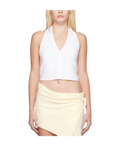 Jacquemus Le Haut Lino Halterneck Cropped Top In Nude