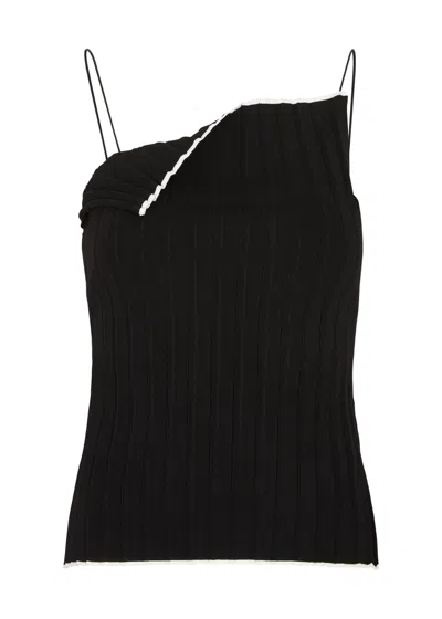 Jacquemus Le Haut Maille Plissé Knitted Top In Black