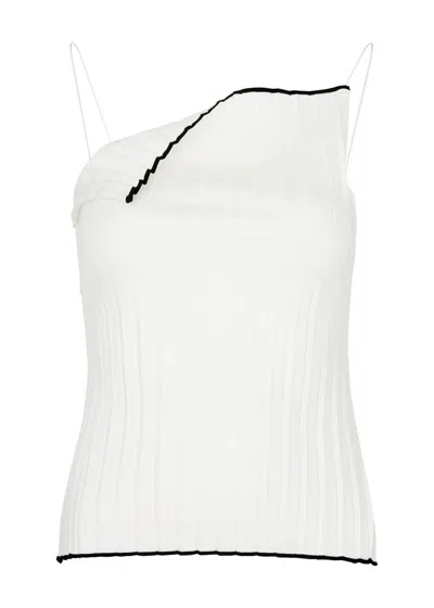 Jacquemus Le Haut Maille Plissé Knitted Top In White