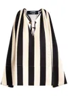 Jacquemus Beige Deep V-neck Sleeveless Racerback Top With Vertical Stripes In Black