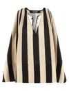 Jacquemus Beige Deep V-neck Sleeveless Racerback Top With Vertical Stripes