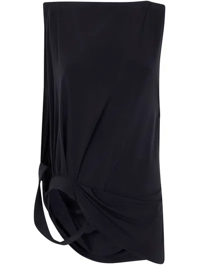 Jacquemus Le Haut Peplo Draped Satin Top In Black