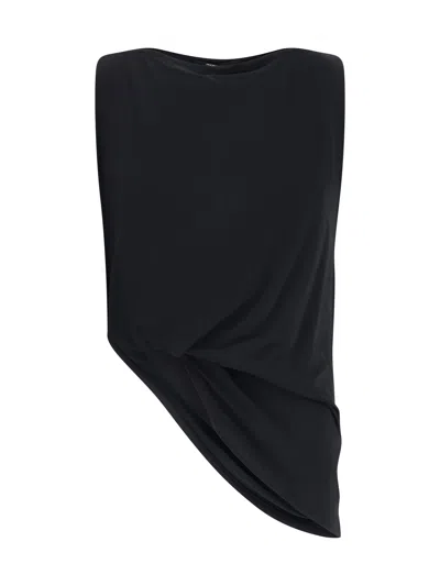 Jacquemus Le Haut Peplo Draped Satin Top In Black