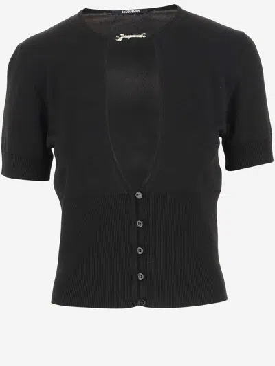 Jacquemus Le Haut Pralu Cut-out Short Sleeves Cardigan In Black