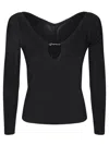 Jacquemus Black Long Sleeve Top With Logo Detail And Cut-out In Black