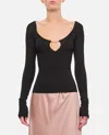 Jacquemus Pralu Top With Viscose Blend In Black