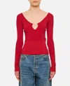 Jacquemus Le Haut Pralu Off-shoulder Sweater In Red