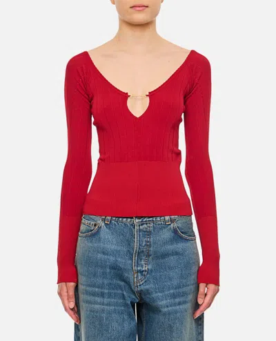 Jacquemus Le Haut Pralu Knit Logo Chain Top In Red