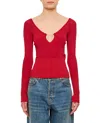 Jacquemus Le Haut Pralu Off-shoulder Sweater In Red